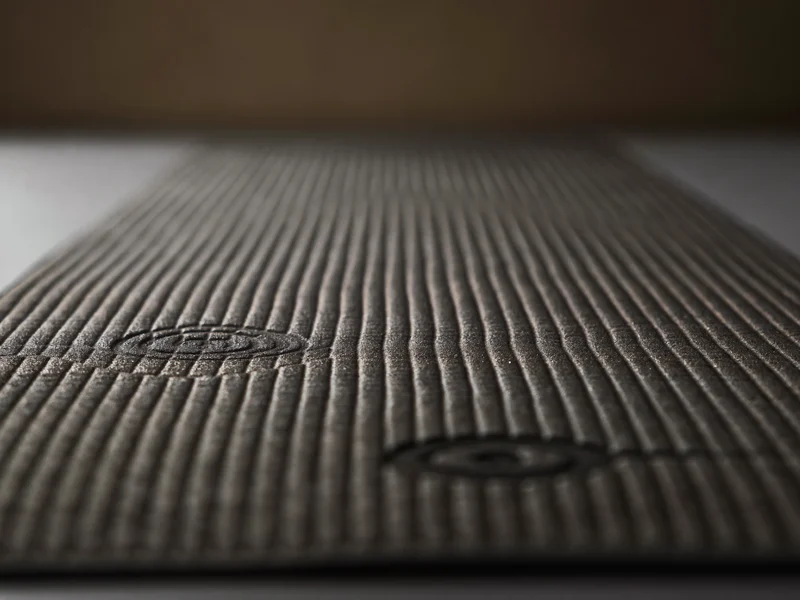 Gros plan sur la texture d'un tapis en caoutchouc naturel avec quelques gouttes d'eau.